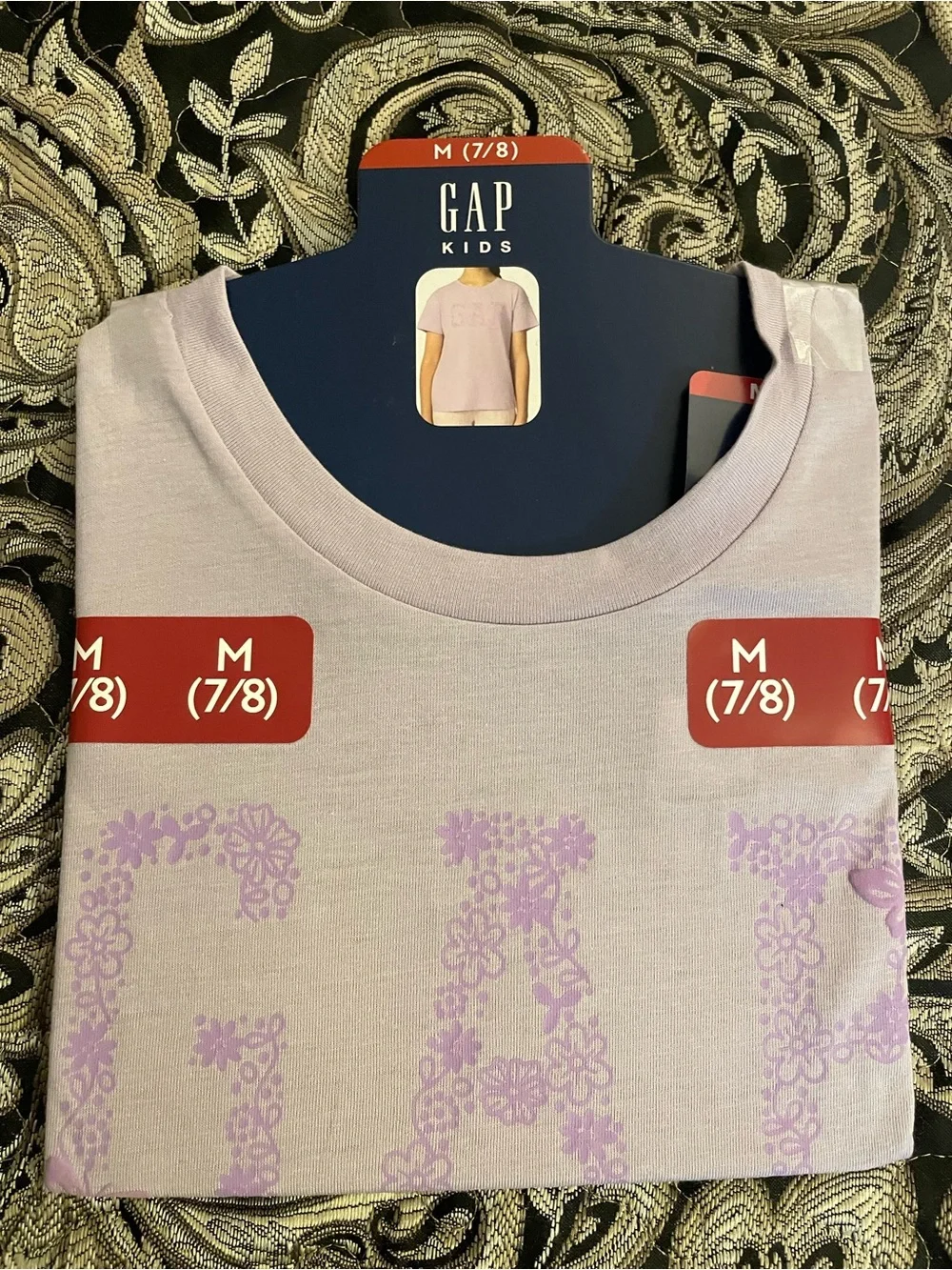 GAP Kids Lavender Floral Logo Tee